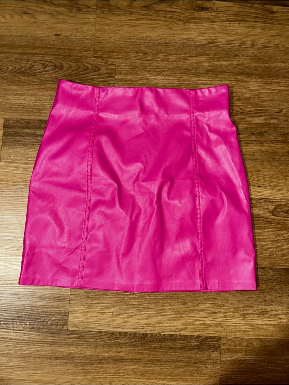 Main Strip Hot Pink Faux Leather Mini Skirt